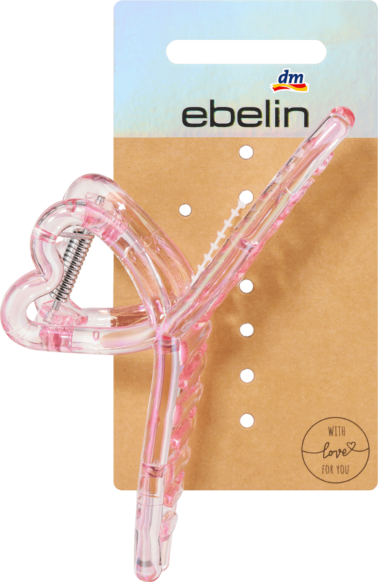Haarklammer Herzform Holo-Optik rosa, 1 St