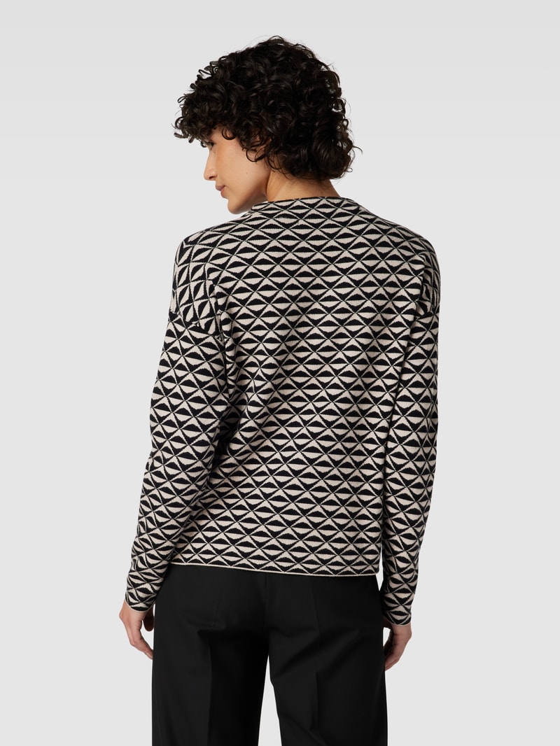 Strickpullover mit Allover-Muster in beige meliert