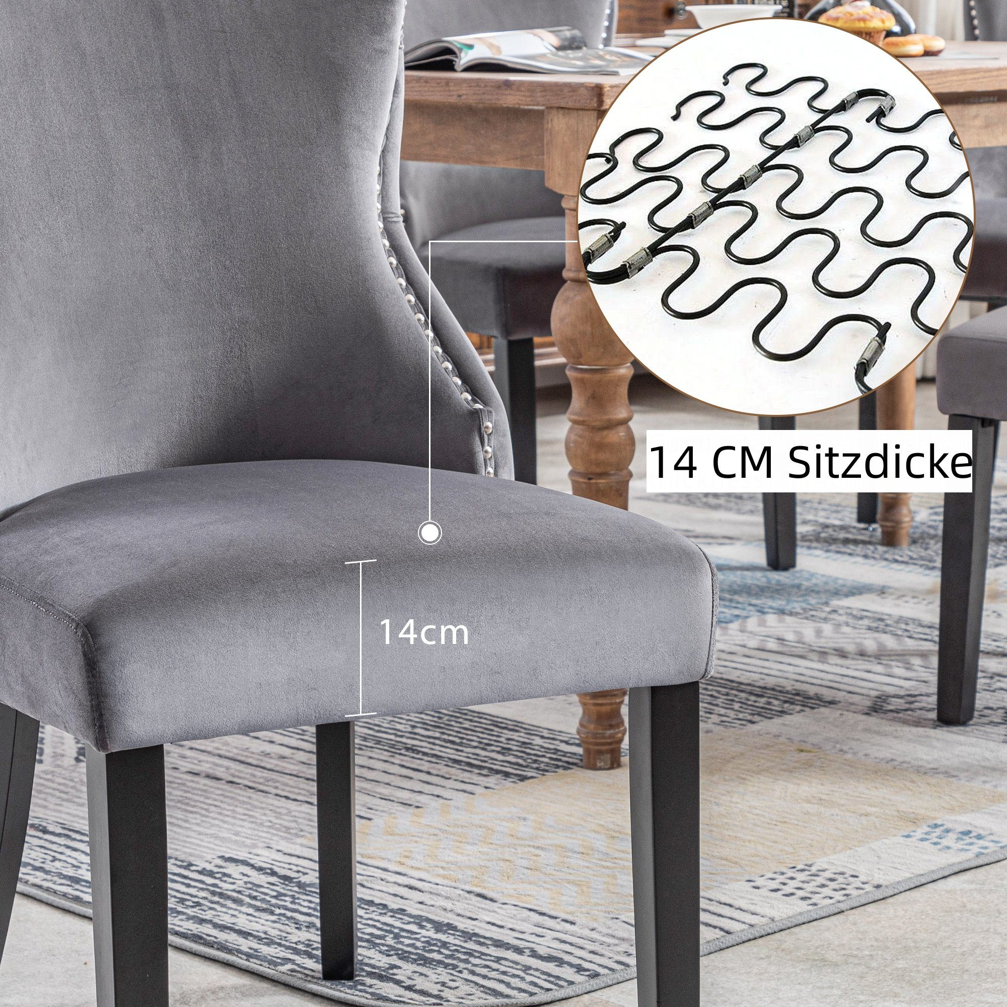 REDOM Polsterstuhl Esszimmerstuhl Wohnzimmerstuhl Küchenstühle Samt Stuhl Massivholzstuhl (Massivholz, Esszimmerstühle, Set nur Stühle ohne Esstisch, Design-Stuhl, 2 St)