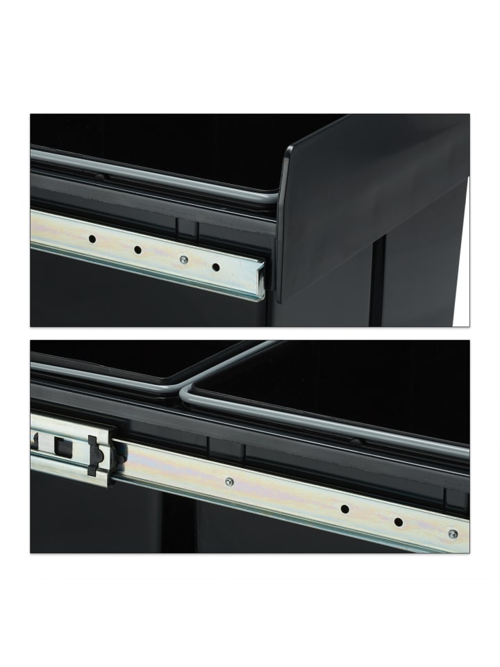 relaxdays Mülltrennsystem Schwarz 1x15L   2x8L günstig kaufen onesize