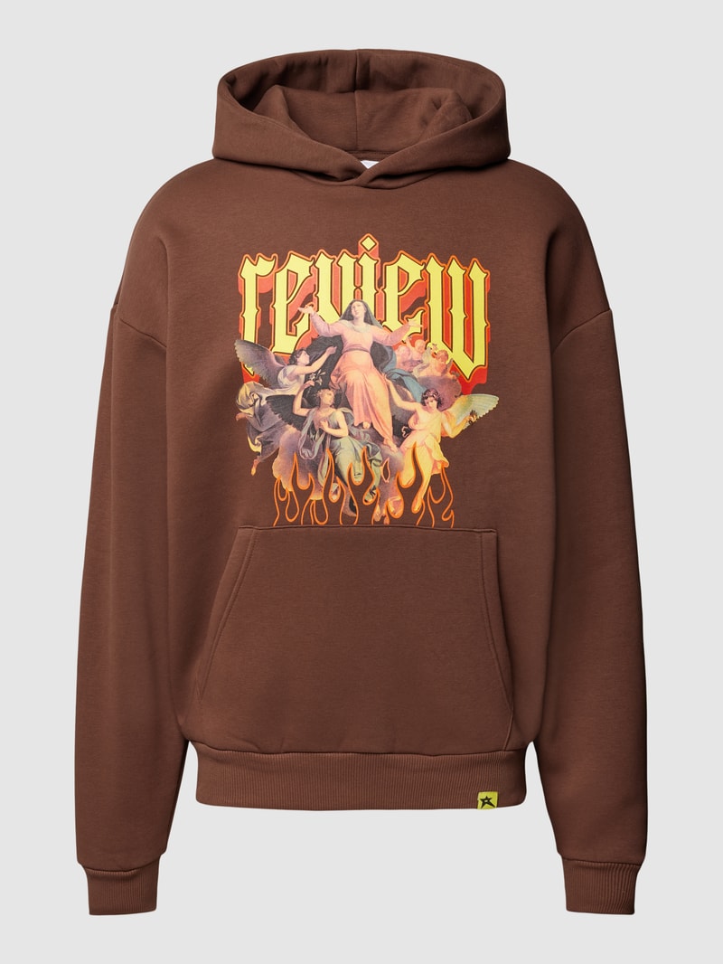 Hoodie mit Label-Print in dunkelbraun