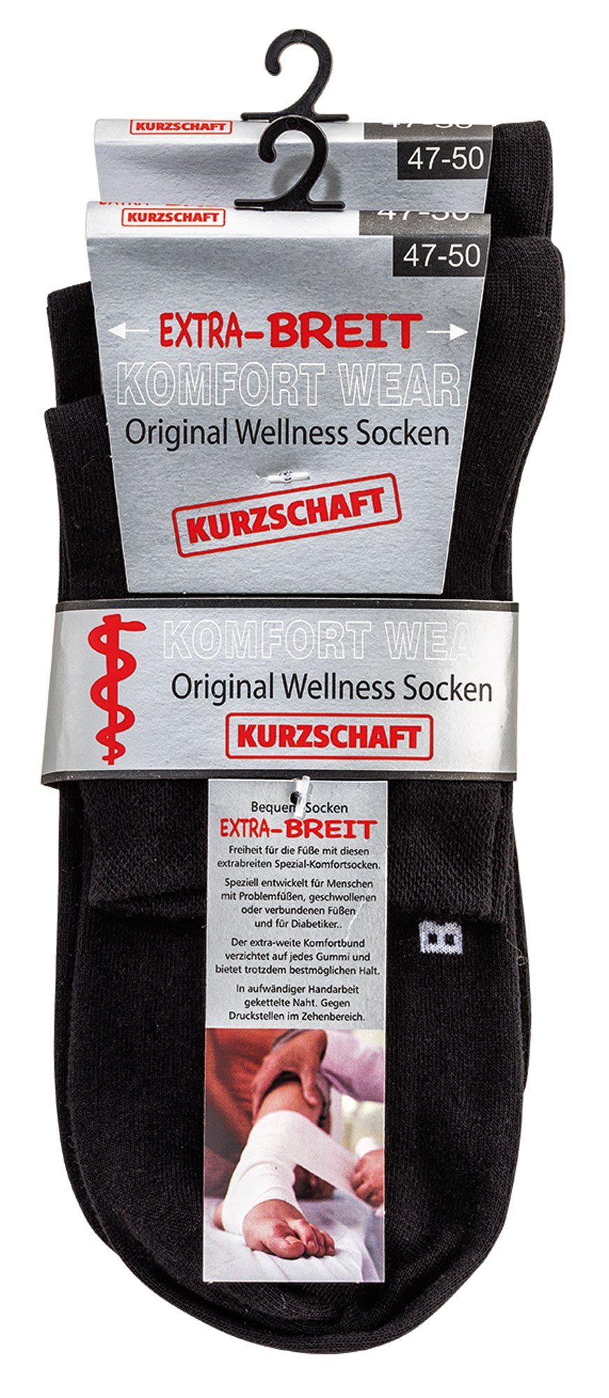 Wowerat Diabetikersocken Diabetikersocken Kurzschaft EXTRA-BREIT weit Diabetes Strümpfe (2 Paar) extrem weit