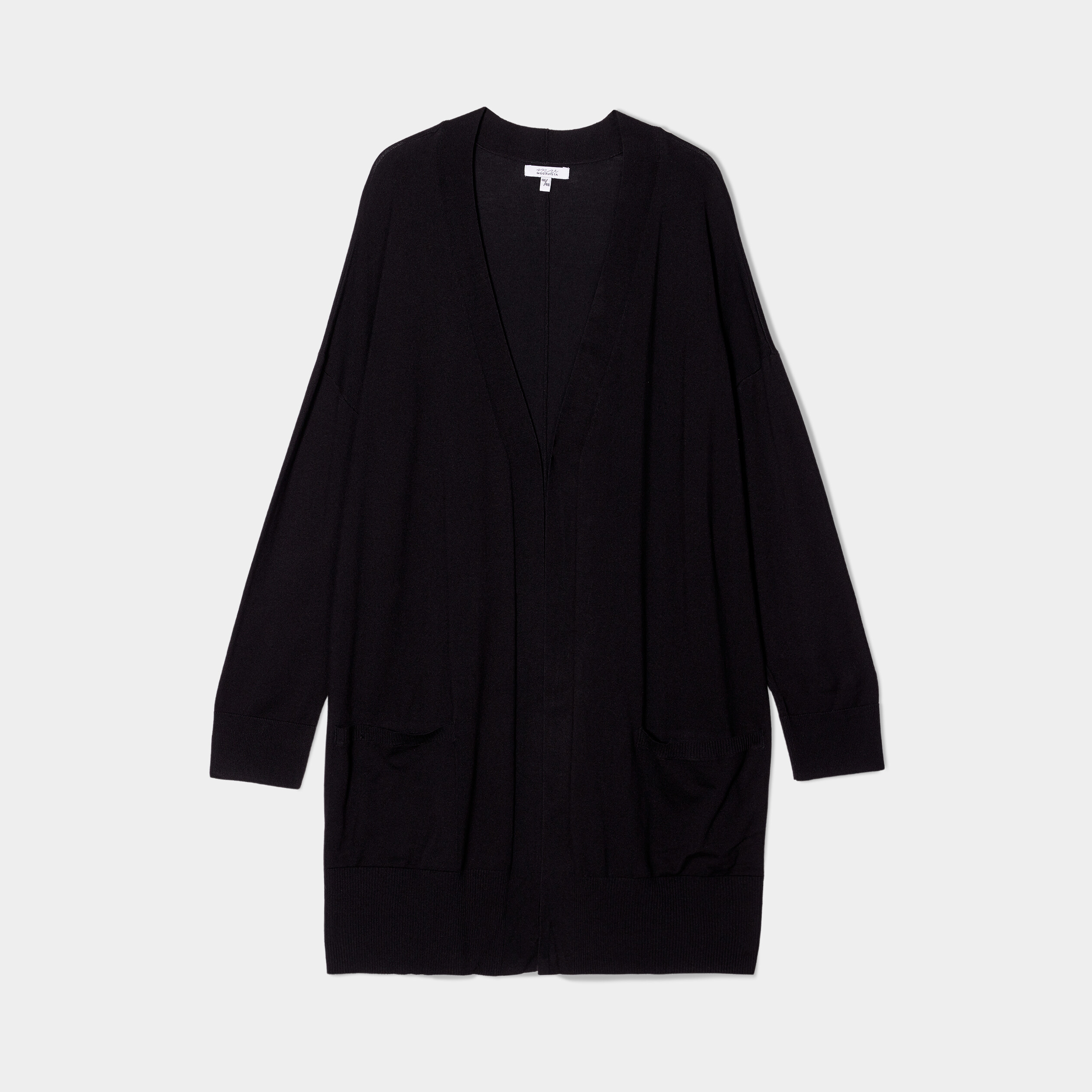 Gilet long droit avec poches noir femme grande taille | La Halle