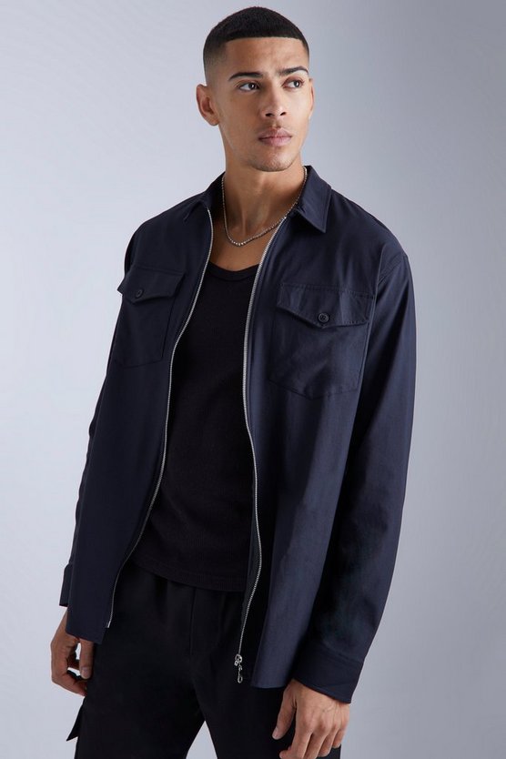 Smartes Nylon Overshirt mit Reißverschluss