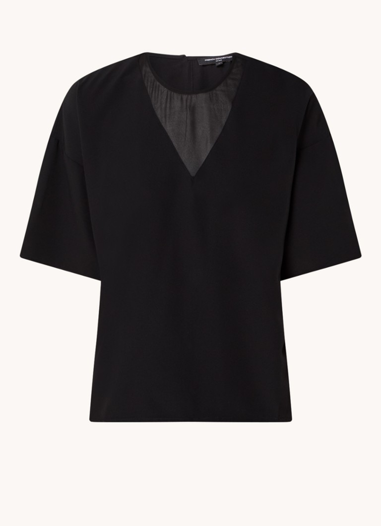 French Connection Capriana semi-transparent round neck T-shirt