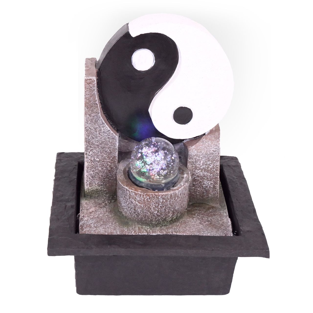 Lemodo Zimmerbrunnen mit LED-Beleuchtung, Dekobrunnen “Yin Yang” für die Wohnung