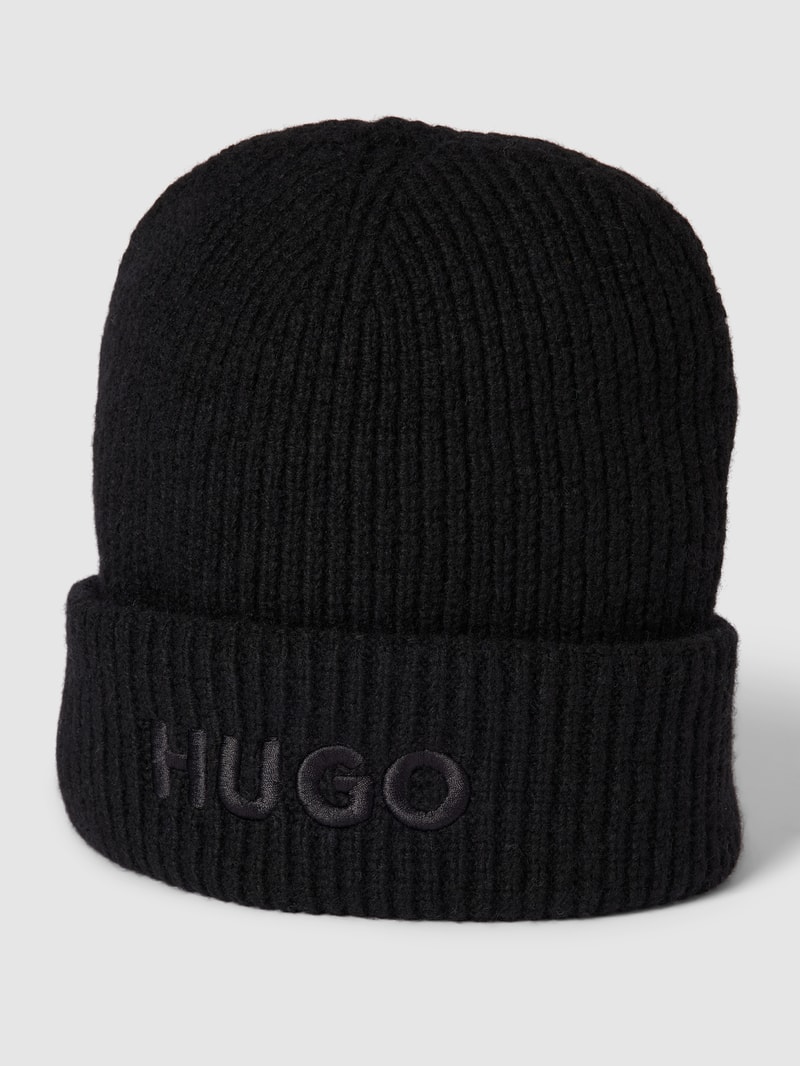 Beanie mit Label-Stitching Modell 'Social' in schwarz