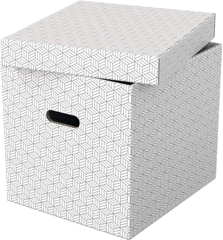 Esselte Home Aufbewahrungsbox 628288 Cube Groß 100% Recycelter Karton Weiß 320 x 365 x 315 mm 3 Stück