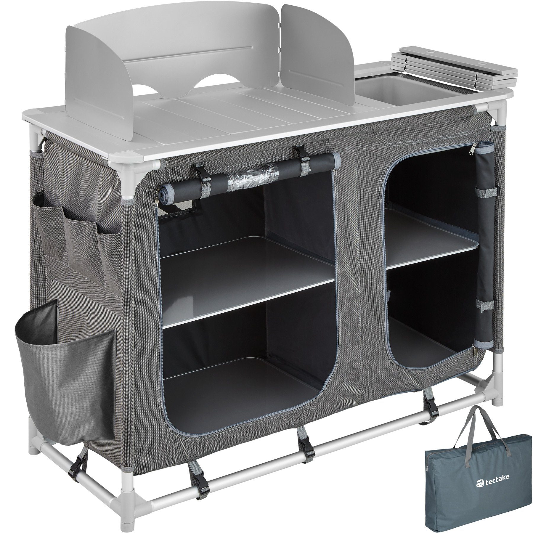 tectake Campingtisch Campingküche 116x52x107cm (1-St., 1 tlg)