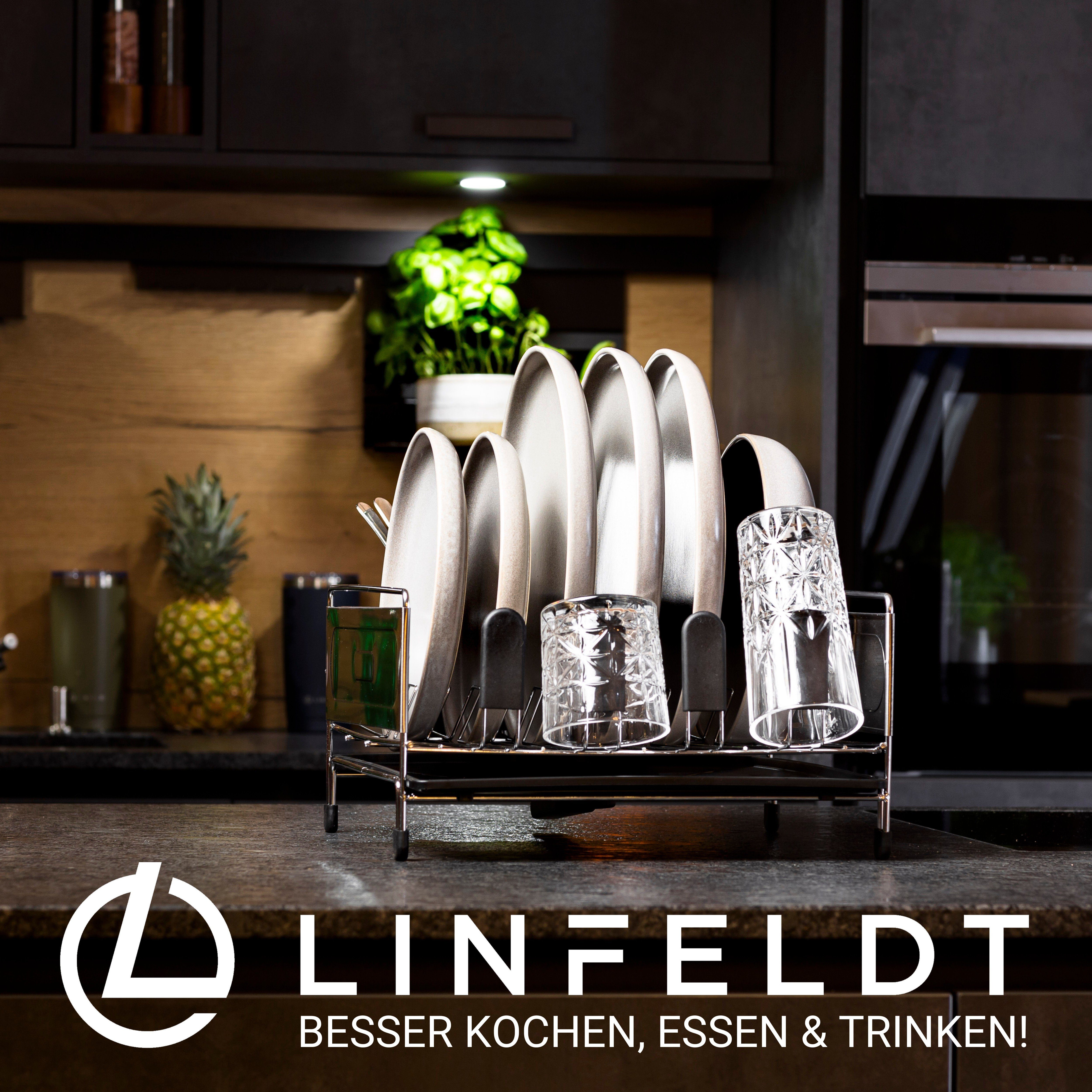 LINFELDT Geschirrständer Abtropfgestell Geschirr - Geschirrabtropfgestell mit Abfluss, Edelstahl