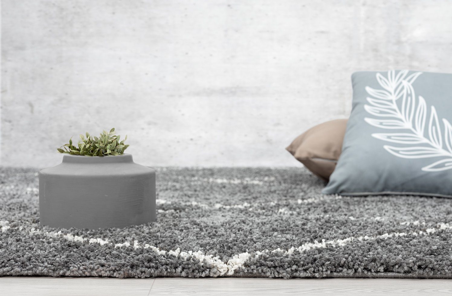 Hochflor-Teppich Bahar Shaggy Langflor Rauten Muster Creme-Schwarz, the carpet, Rechteck, Höhe: 35 mm, Wohnzimmer, Schlafzimmer, skandinavisch