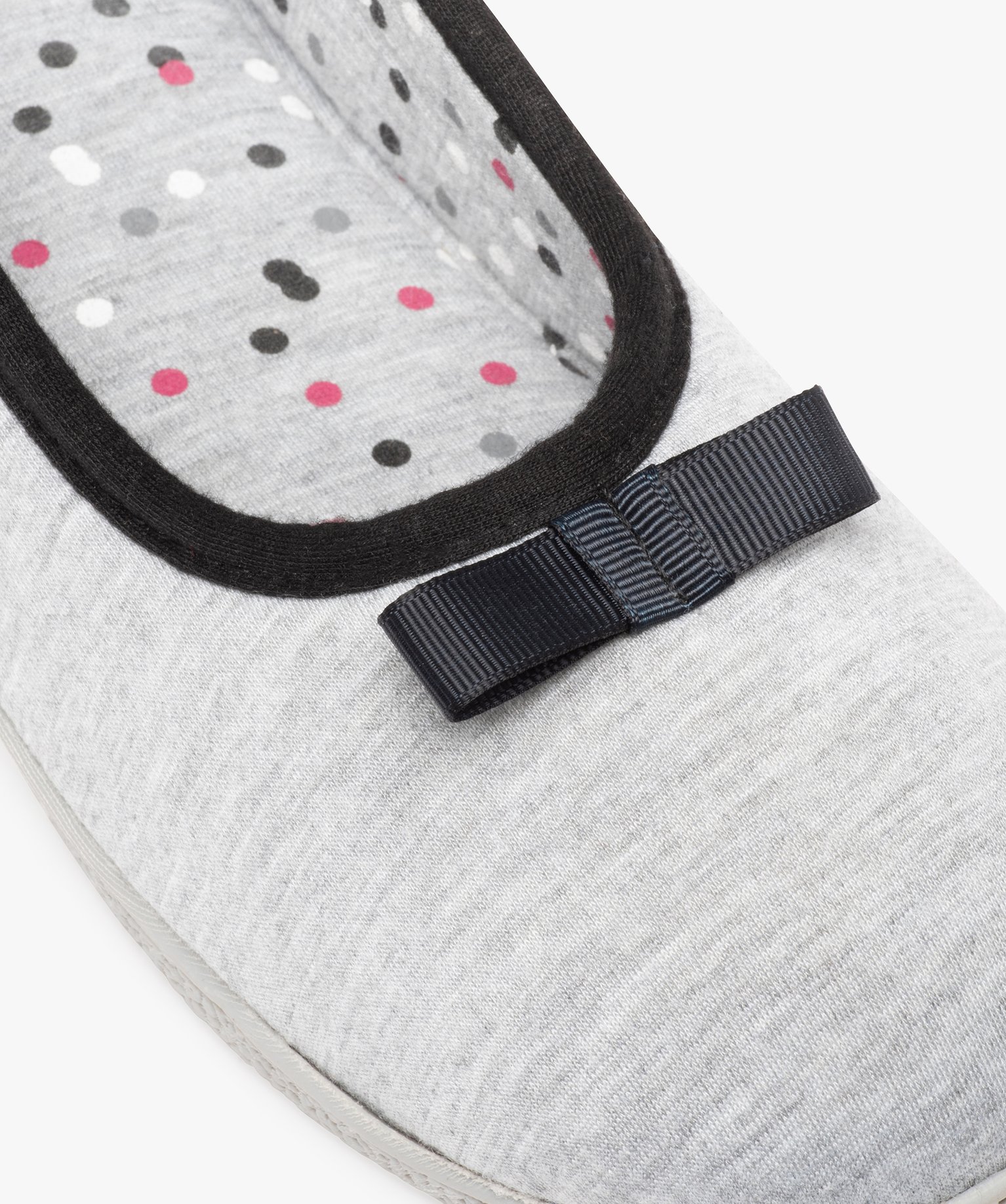 Chaussons femme ballerines en jersey à bord contrastant gris | GEMO