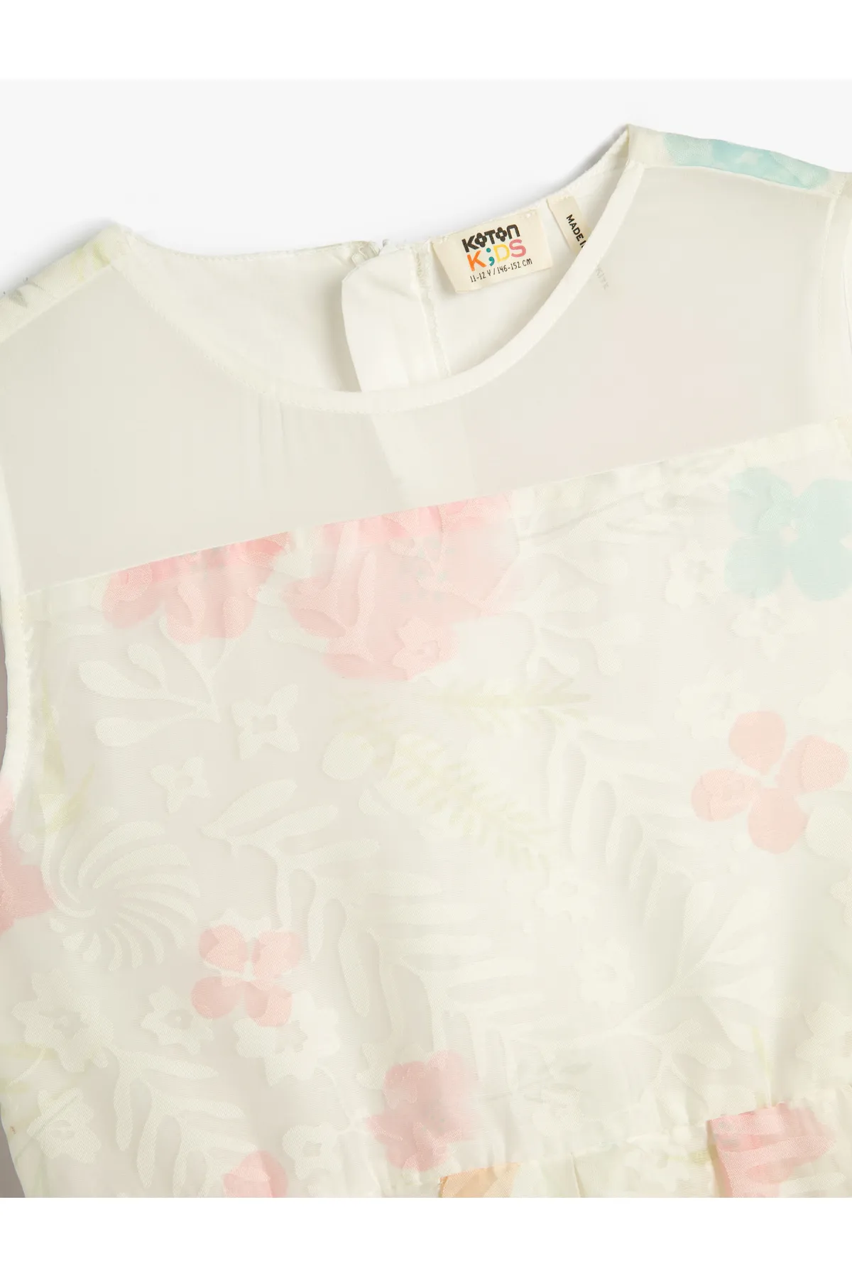 Koton  Kleid aus Tüll mit Blumenmuster, Midi-Länge, ärmellos, Rundhalsausschnitt, gefüttert