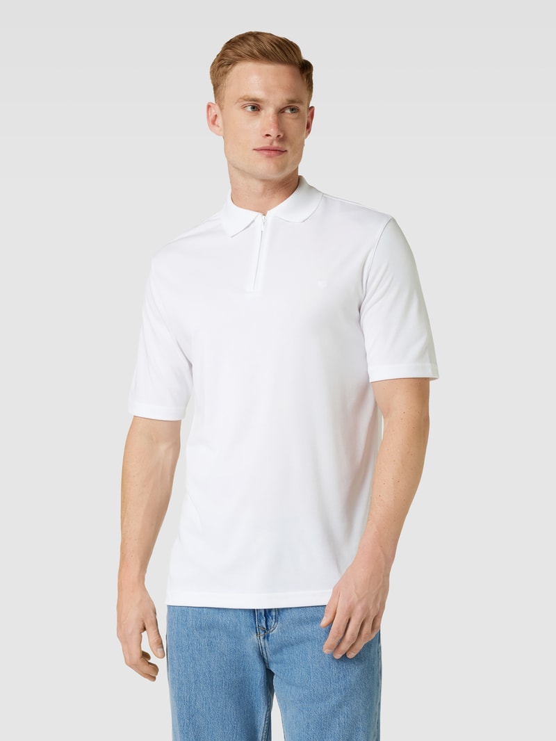 Poloshirt mit Reißverschluss in weiß