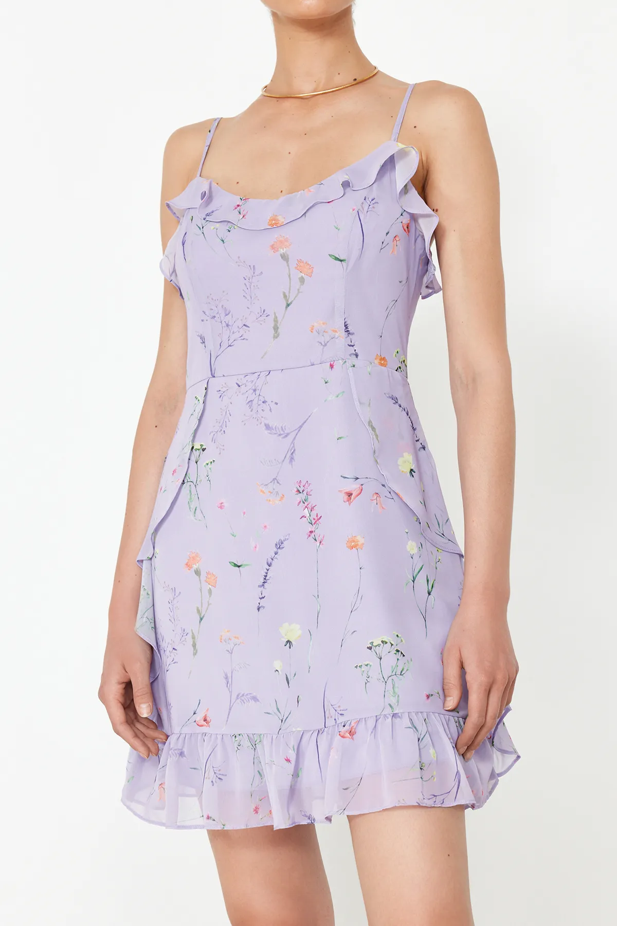 Trendyol Collection  Lila gewebtes Minikleid TWOSS20EL1267