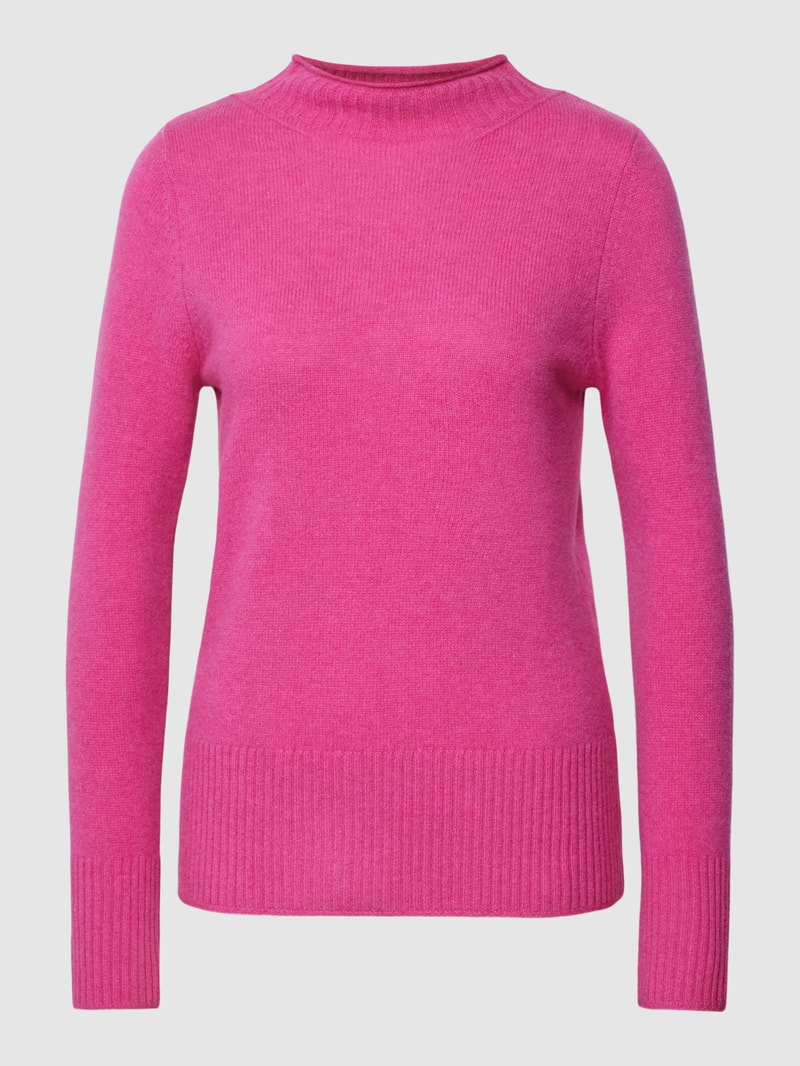 Strickpullover aus Wolle mit Stehkragen in fuchsia