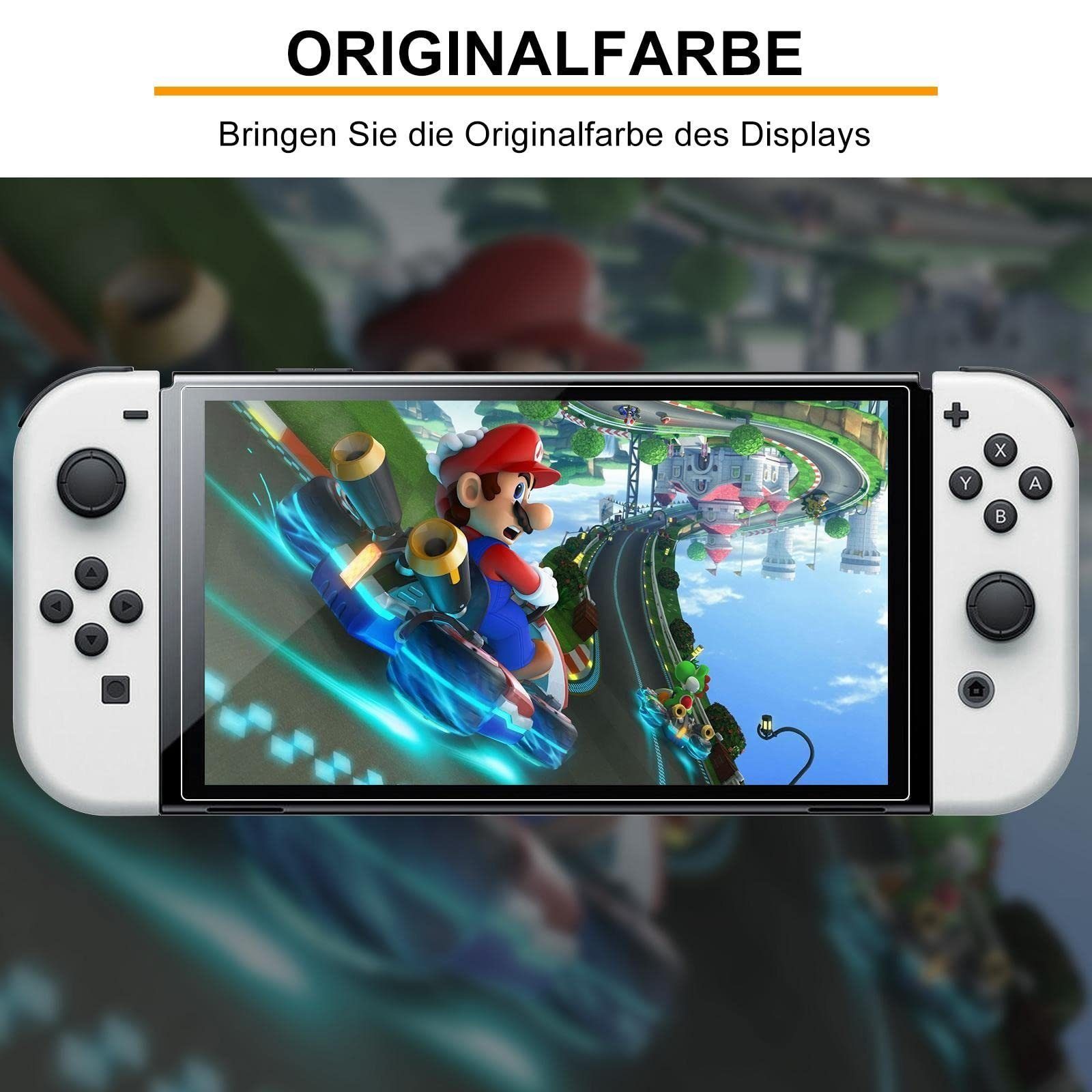 Mutoy Panzerglas für Switch OLED, Displayschutz Schutzfolie Zubehör Nintendo (Kompatibel mit Nintendo Switch OLED,9H Härte 2.5D [Hohe Auflösung][Anti-Bläschen][Anti-Kratzen)