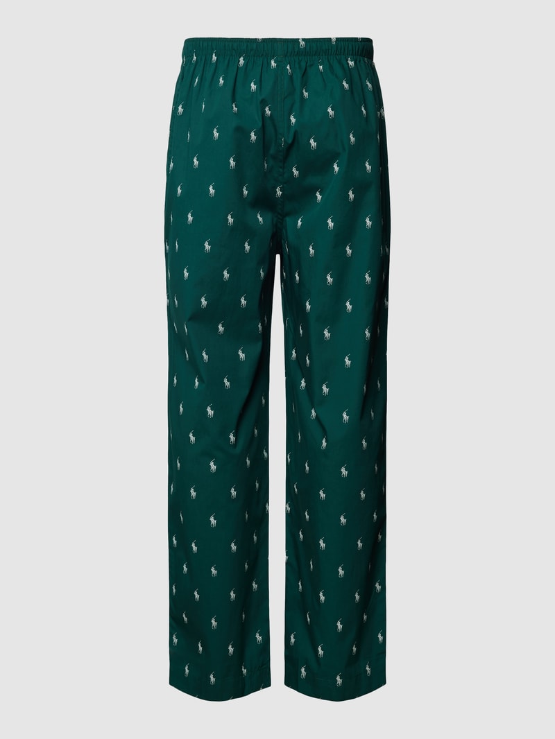Pyjama-Hose mit Logo-Muster in dunkelgrün