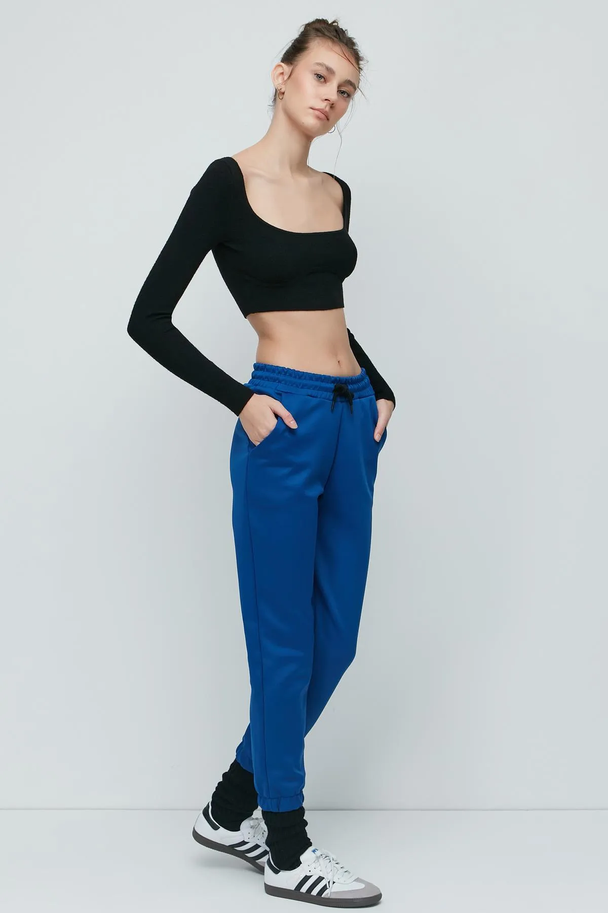 C&City  Jogginghose mit Schlitz und spanischem Bein 843 Sax