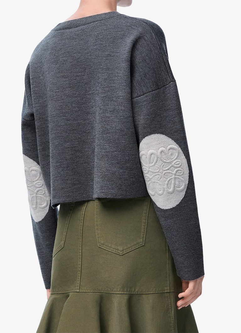 LOEWE Fine-knit cropped wool sweater with logo