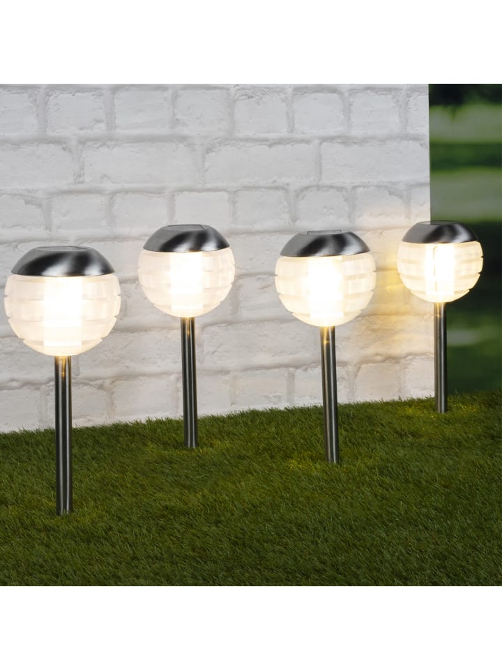 MARELIDA 4er Set LED Solar Wegleuchten Kugel H: 32cm in silber günstig kaufen onesize