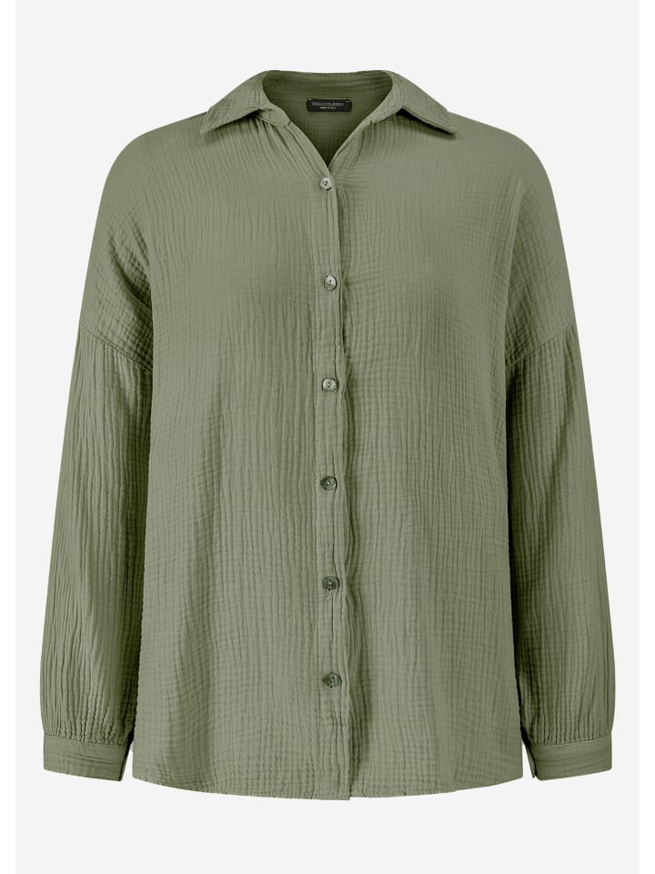 SASSYCLASSY Musselin Bluse im Regular Fit in Khaki günstig kaufen