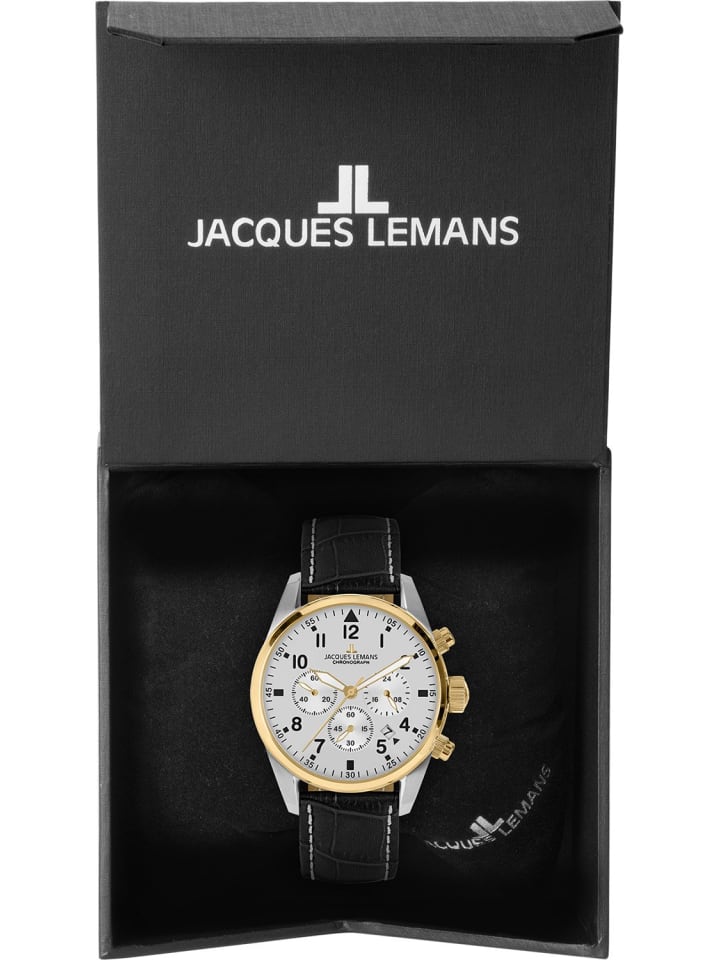 Jacques Lemans Herrenuhr Chronograph Sport Schwarz/Zweifarbig günstig kaufen onesize