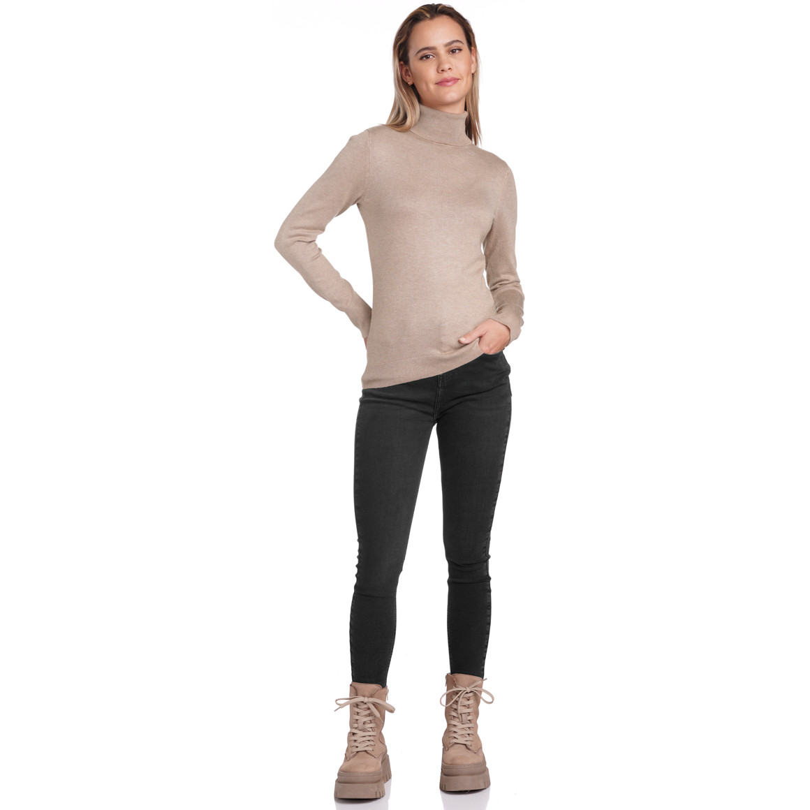 Damen Rollkragenpullover aus Feinstrick