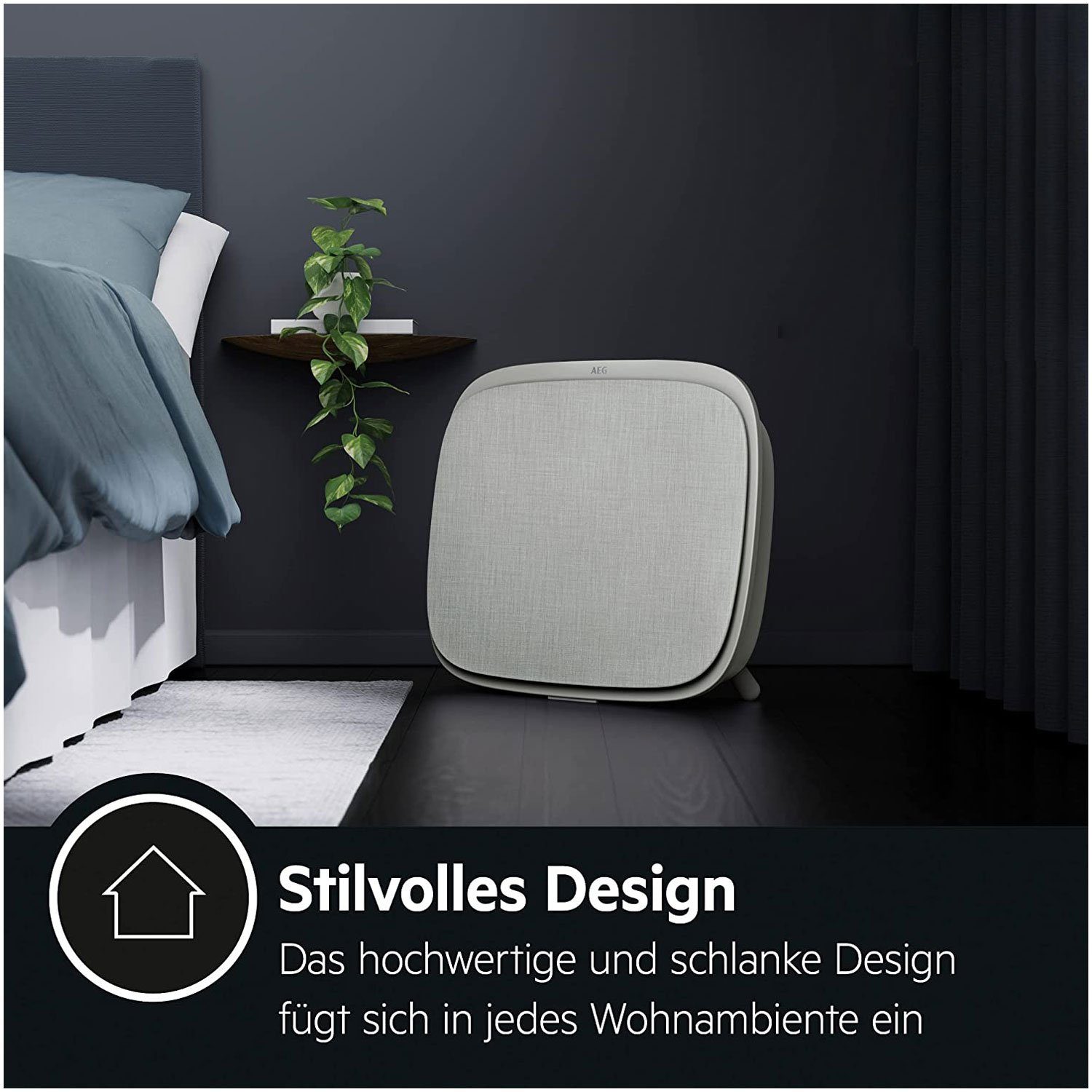 AEG Luftreiniger AX 71-304 GY, für 60 m² Räume, 5x Filtersystem, App-Steuerung, 5 Ventilationsstufen, Automatik-Modus