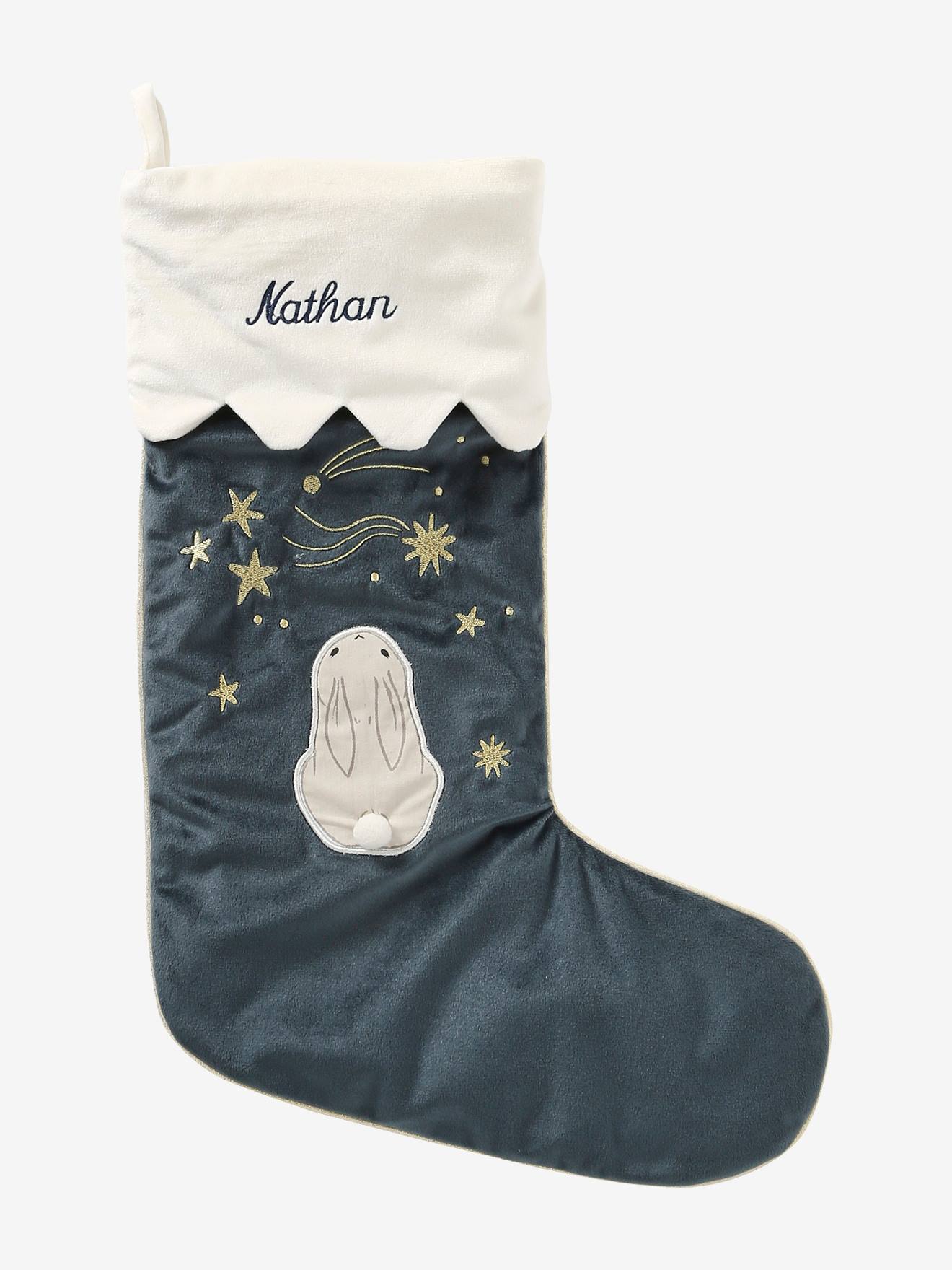 Chaussette de Noël en velours personnalisable Brocéliande vert