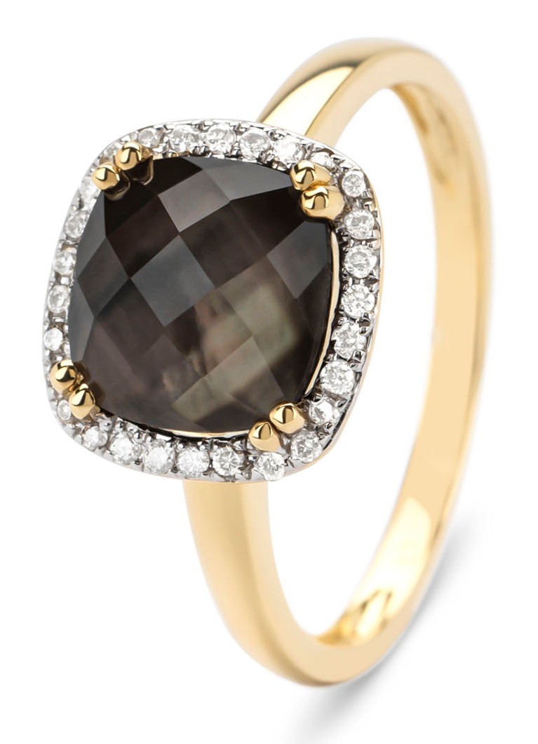 Diamond Point Yellow gold ring, 2.08 ct quartz, Fiesta