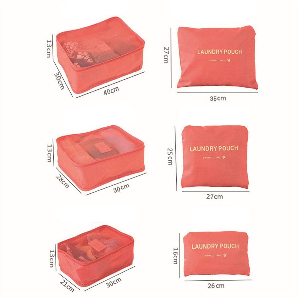 Rutaqian Aufbewahrungstasche Koffer Organizer Reise Kleidertaschen 6PCS/Sets,Grau