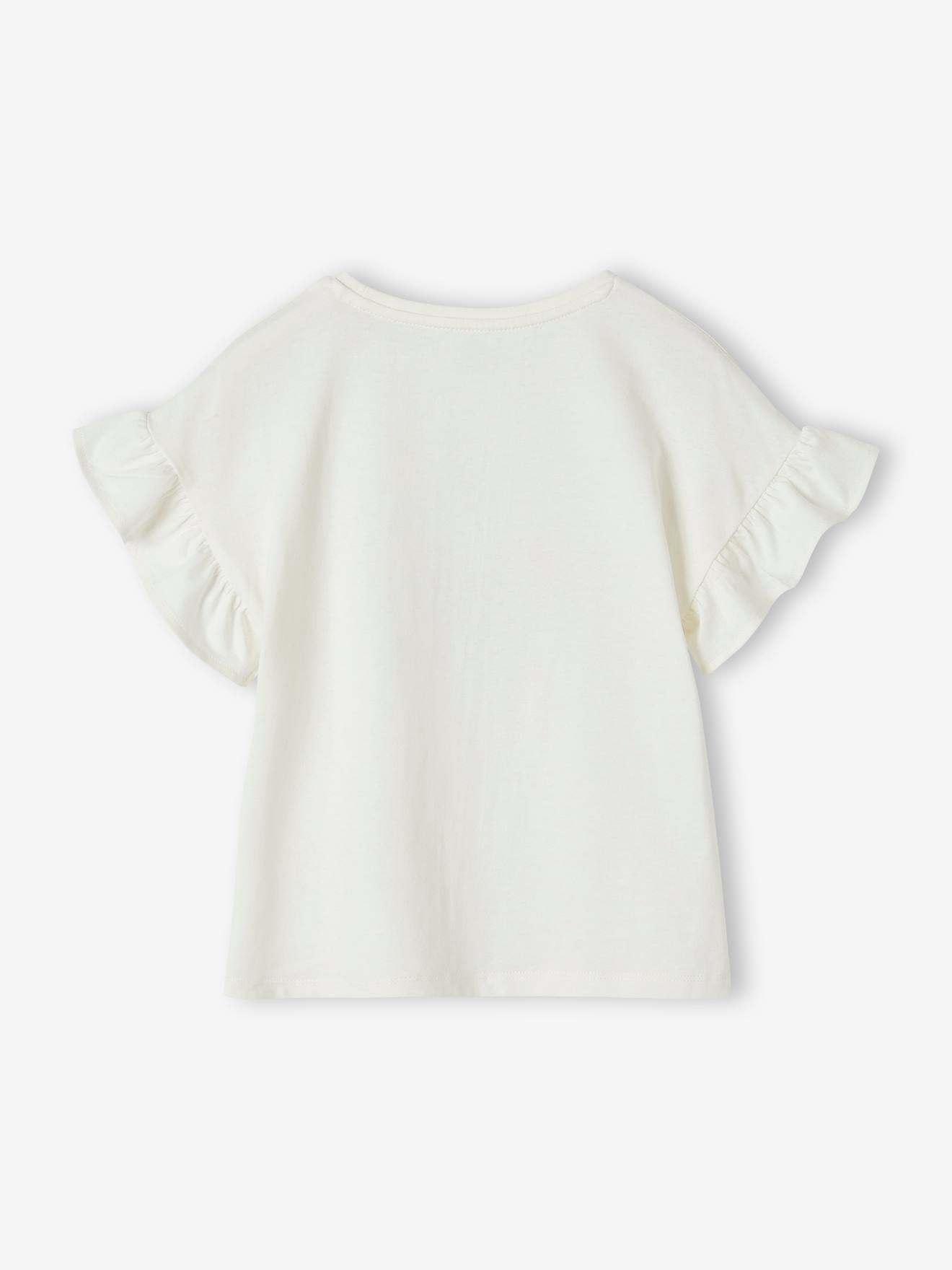 Vertbaudet Mädchen T-Shirt mit Pailletten Oeko-Tex - wollweiß