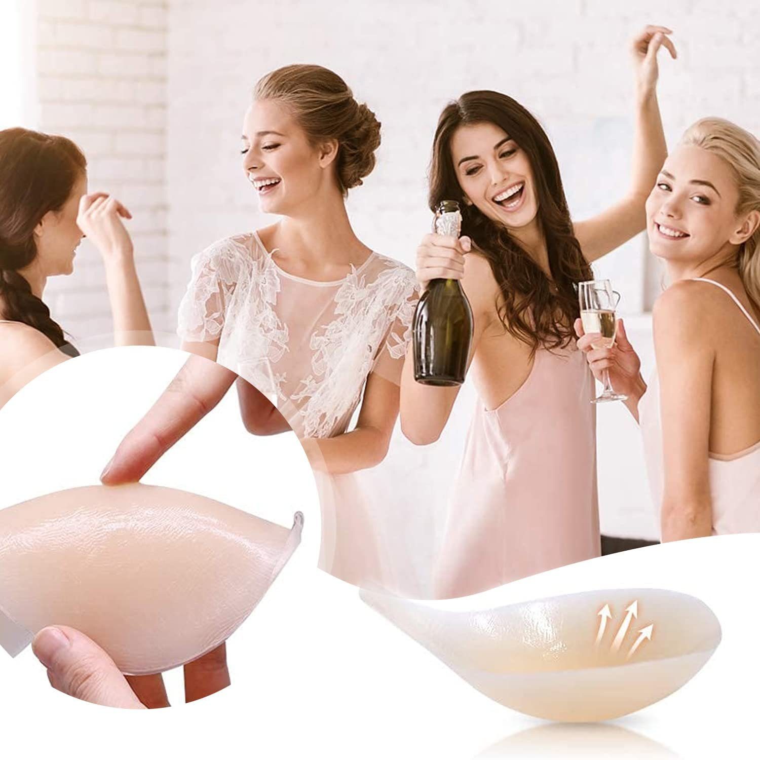 Haiaveng Brustwarzenabdeckung Wiederverwendbare Invisible Bra für Klebe BH, für TräGerloser Silikon Selbstklebender BH passt