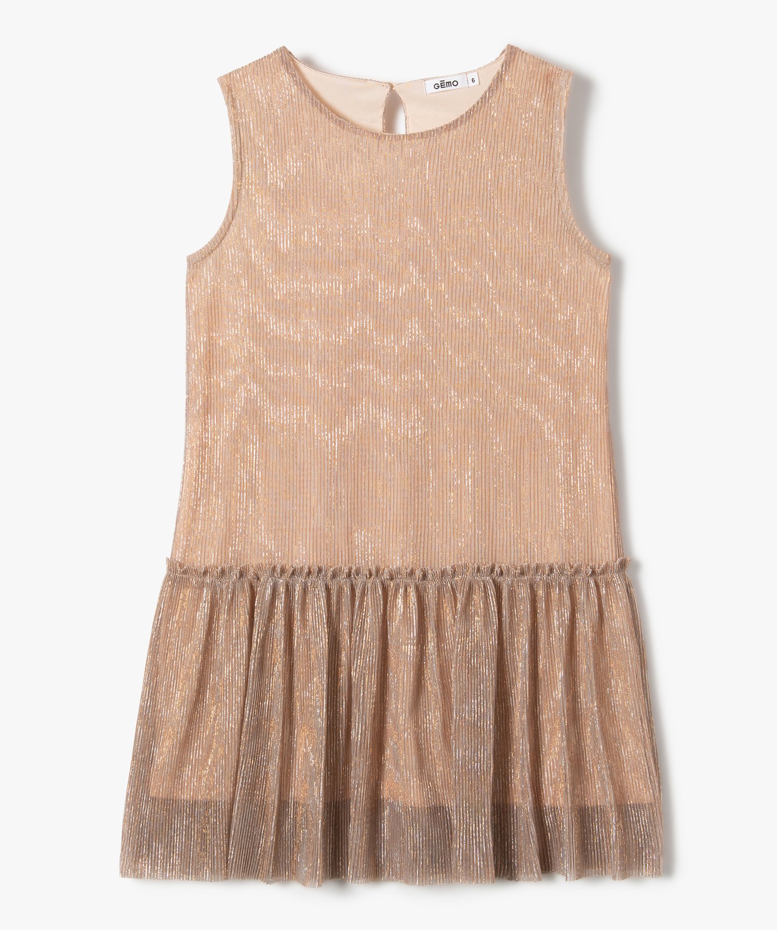 Robe fille scintillante avec volant dans le bas ecru | GEMO