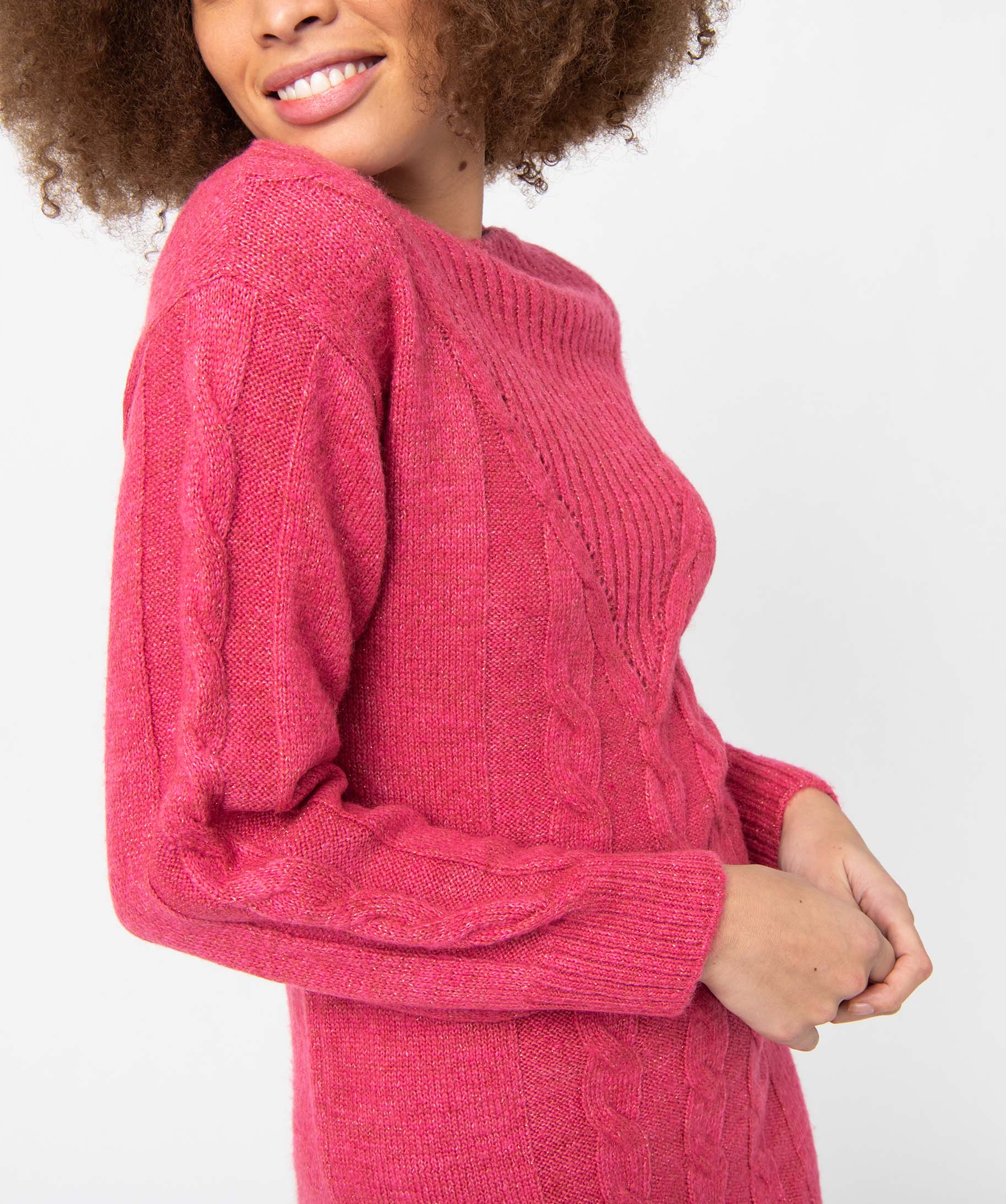 Robe pull femme en maille pailletée rose | GEMO