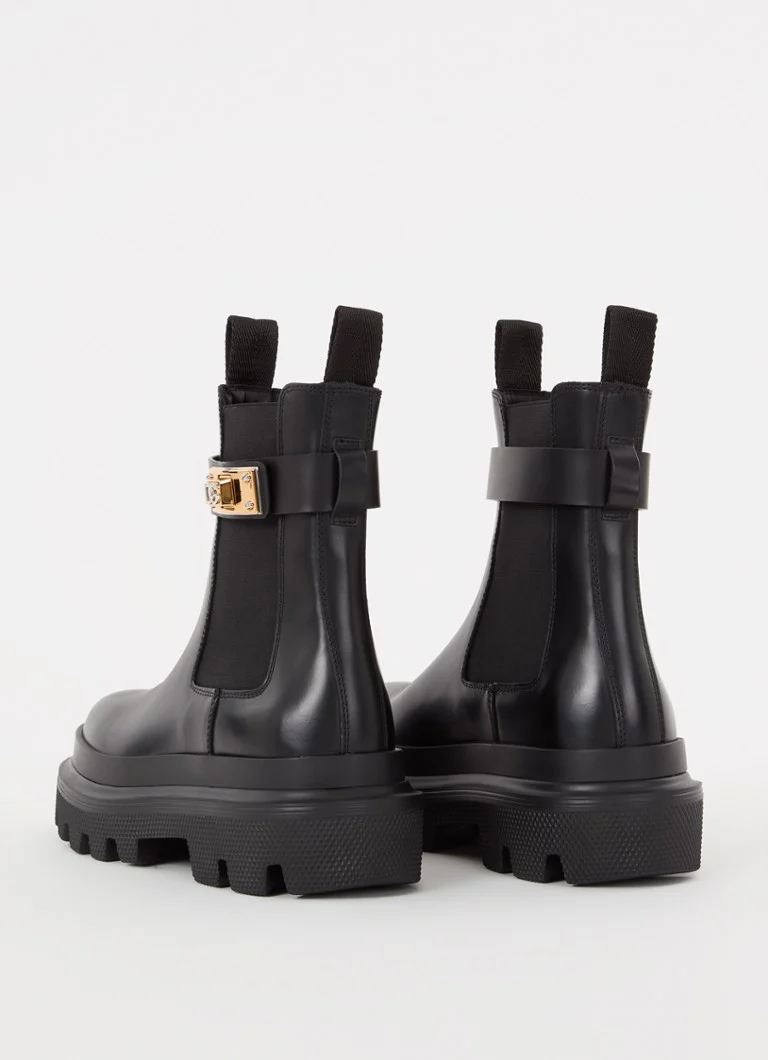 Δερμάτινες μπότες Chelsea με λογότυπο Dolce & Gabbana