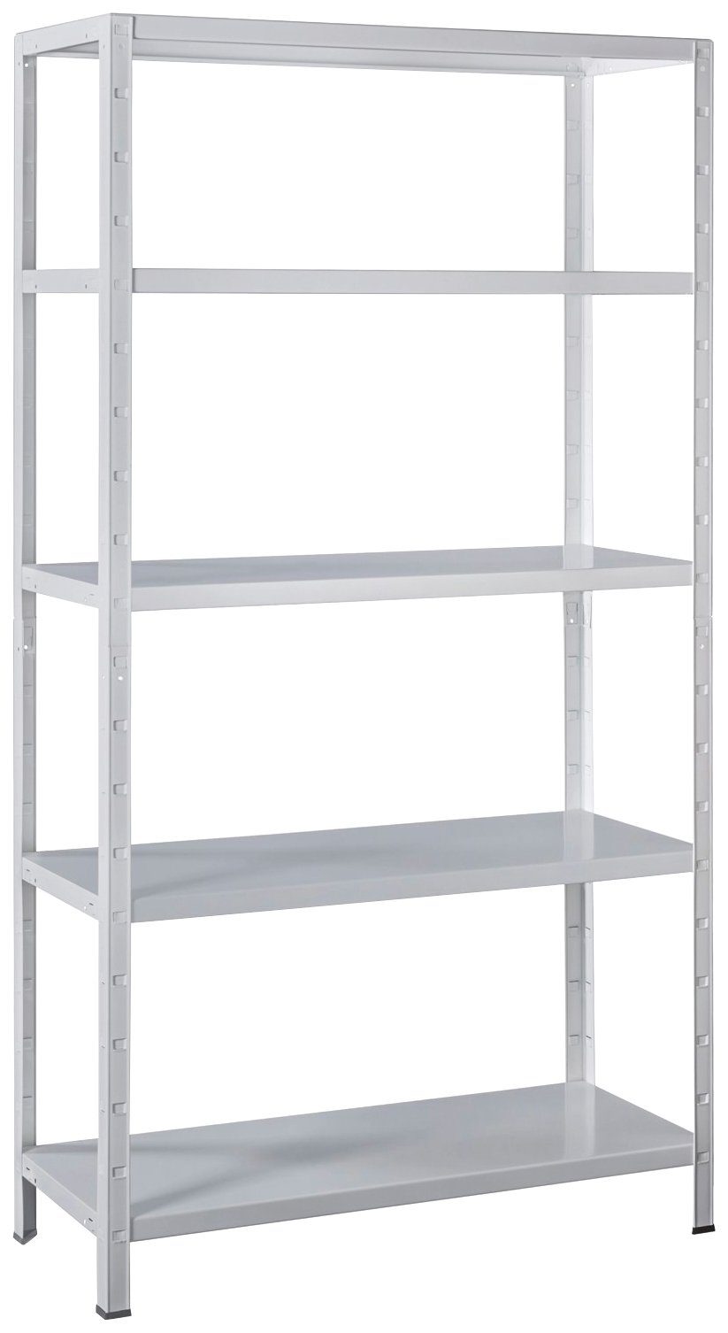 SCHULTE Regalwelt Steckregal Stecksystem-Grundregal, Metall weiß, 2000x1000x350 mm, 5 Böden