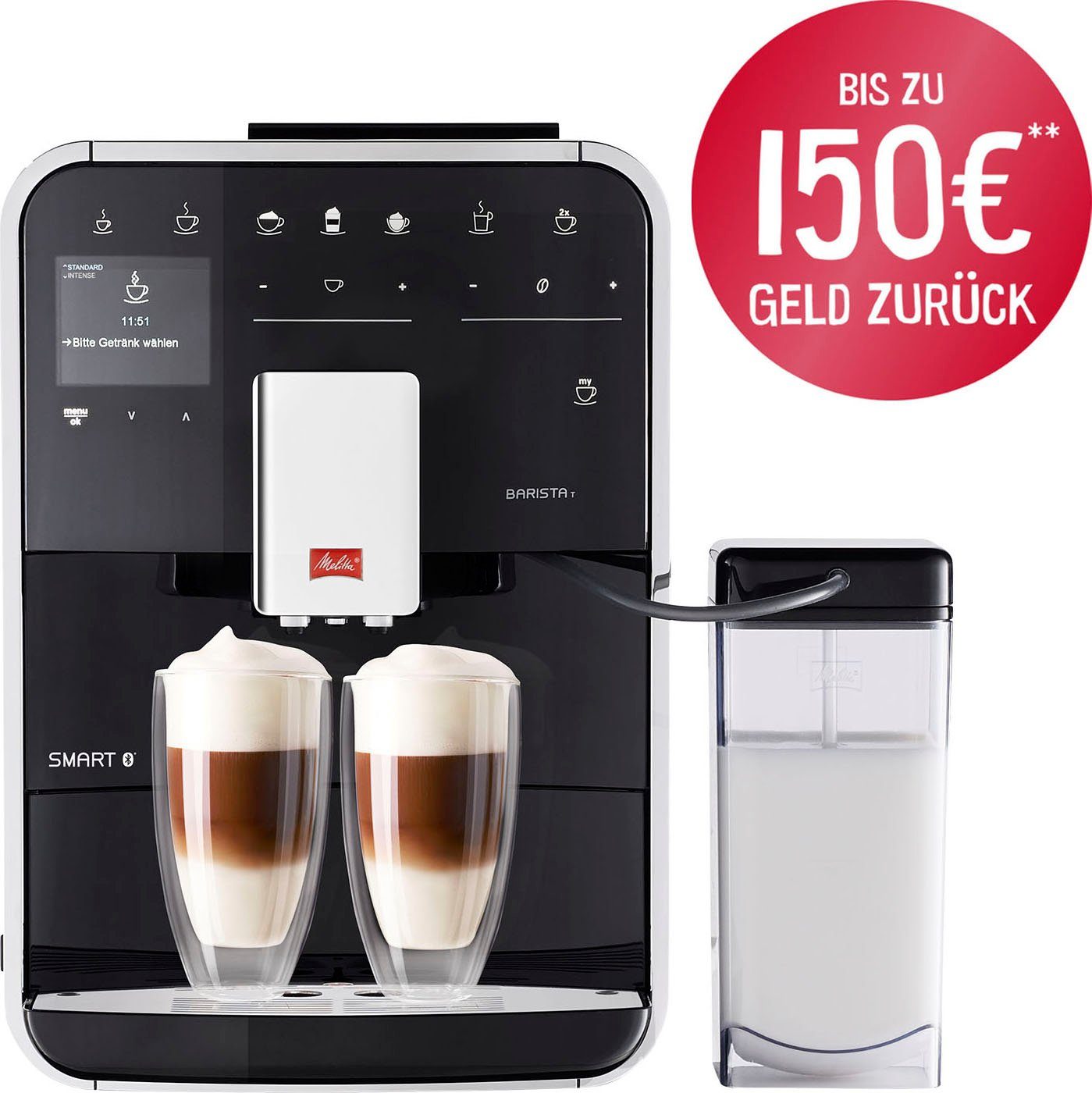 Melitta Kaffeevollautomat Barista T Smart® F 83/0-102, schwarz, 4 Benutzerprofile&18 Kaffeerezepte, nach italienischem Originalrezept
