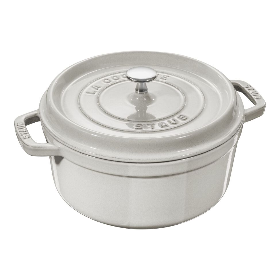Cocotte 20 cm, rund, Weisser Trüffel, Gusseisen