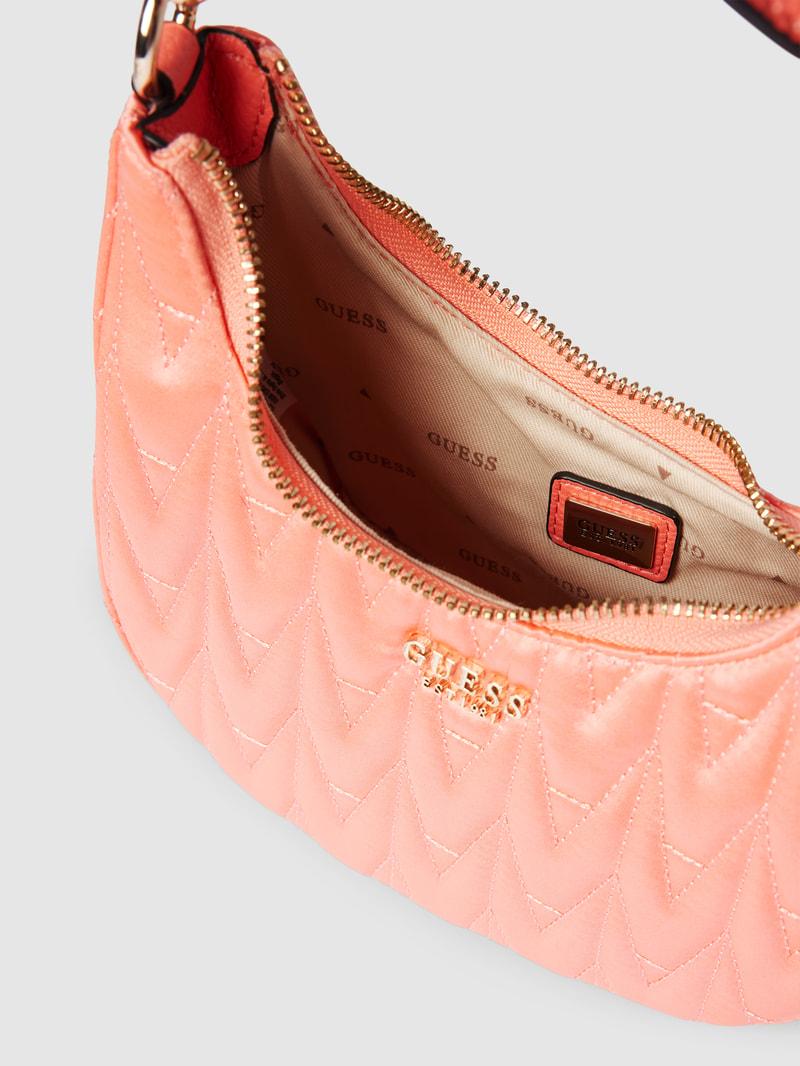 Hobo Bag mit Label-Applikation Modell 'GOLDEN ROCK' in koralle