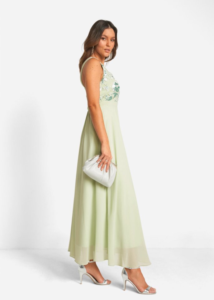 Chiffonkleid mit Pailettenstickerei