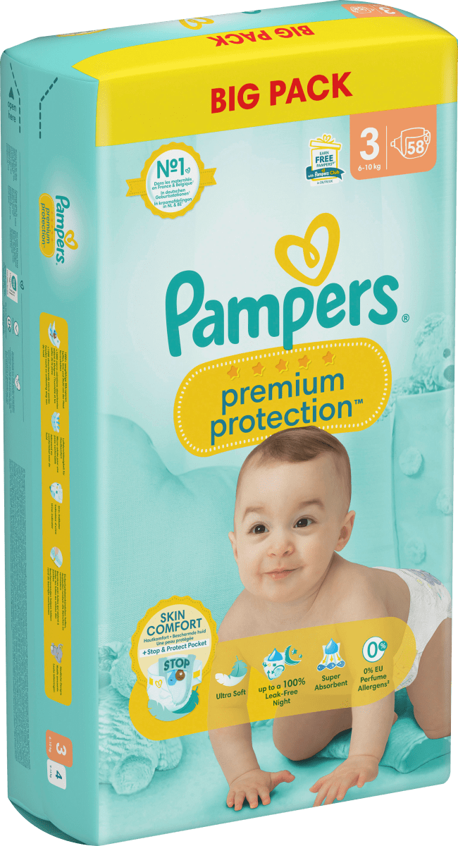 Windeln Premium Protection Gr.3 Midi (6-10kg), Big Pack, 58 St