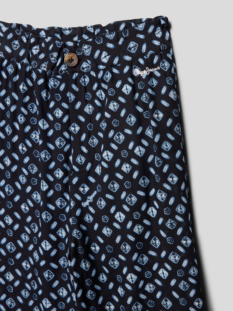 Stoffhose mit Allover-Muster Modell 'JACQUELINE' in marineblau