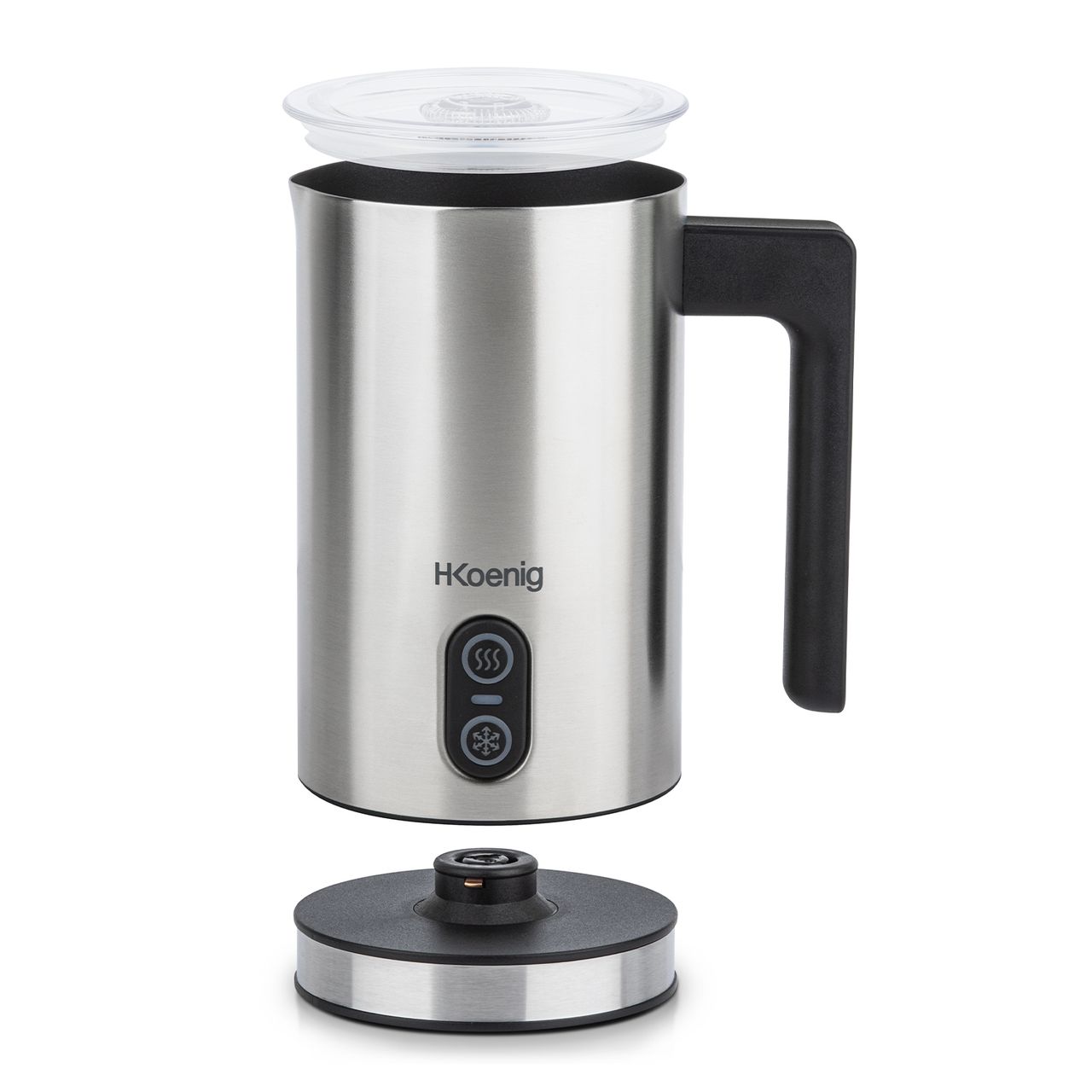 H.Koenig Elektrischer Milchaufschäumer MLK8 - Edelstahl - 0,24L -cremiger Kalt- oder Heißschaum - Antihaftbeschichtung - automatische Abschaltung - ideal für Kaffee, heiße Schokolade, Cappuccino, Milch