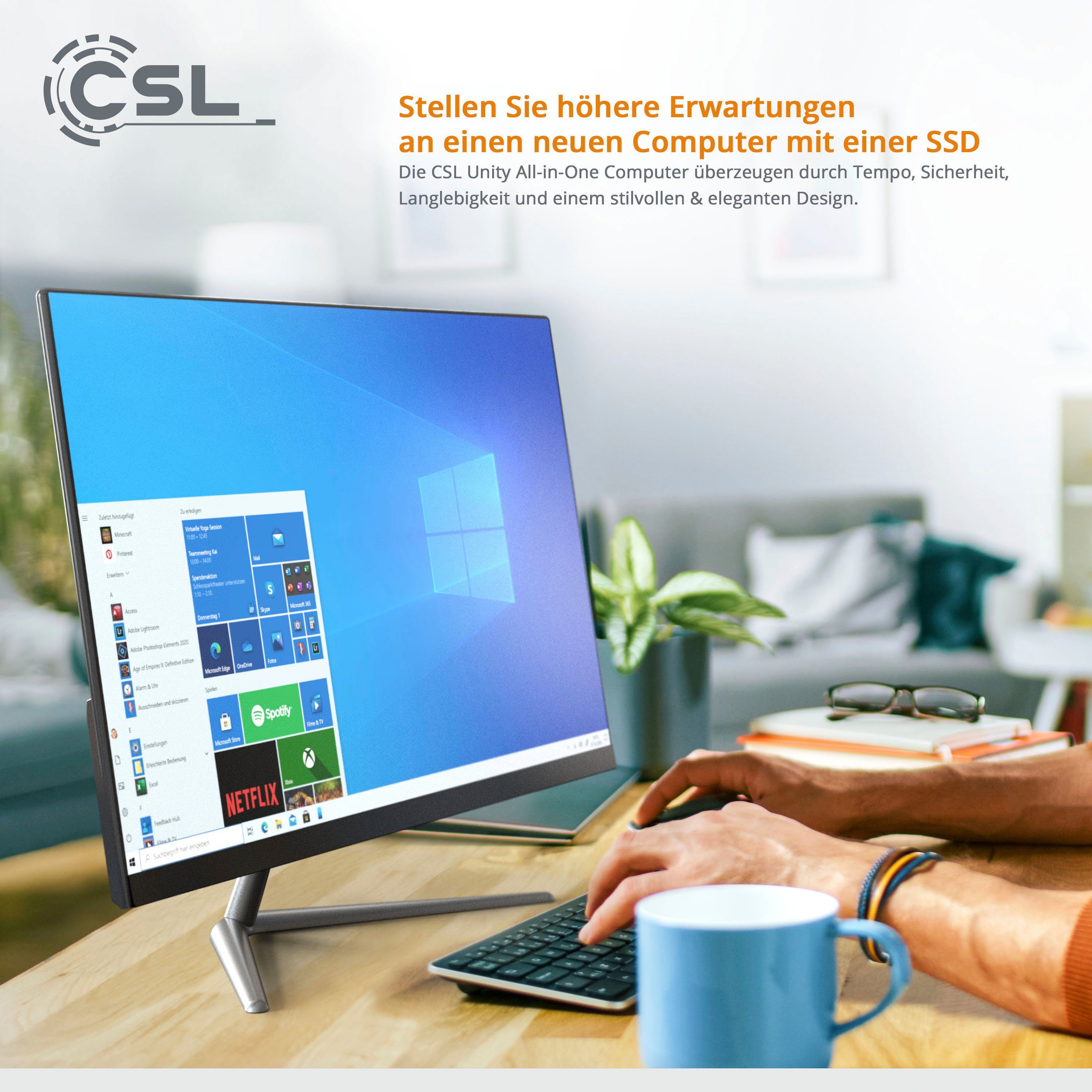 CSL Unity F24B-GLS mit Windows 10 Pro Business-PC (24,1 Zoll, Intel® Celeron N412, UHD Graphics 600, 16 GB RAM, 512 GB SSD)