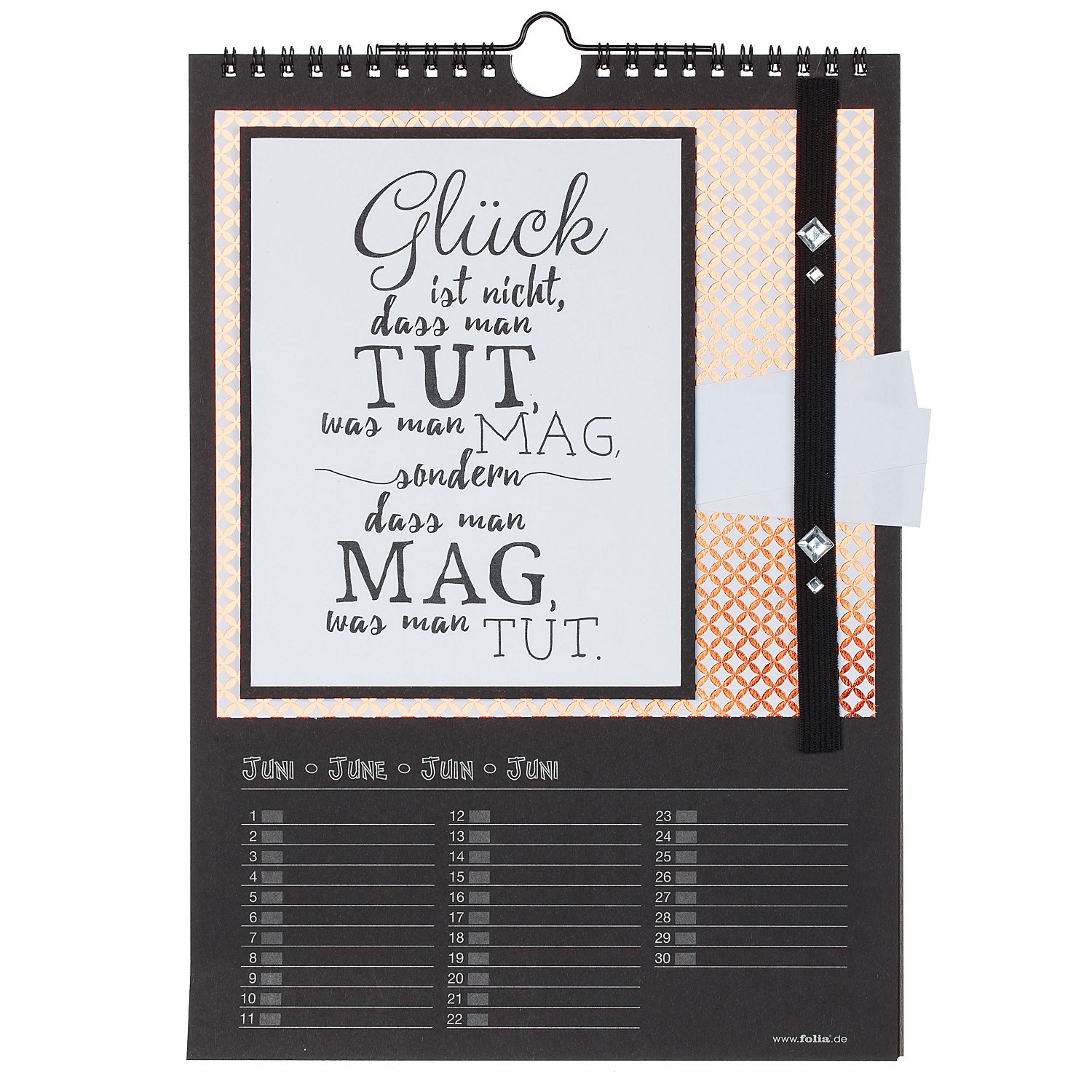 folia Dauerkalender, schwarz, 21 x 29,7 cm