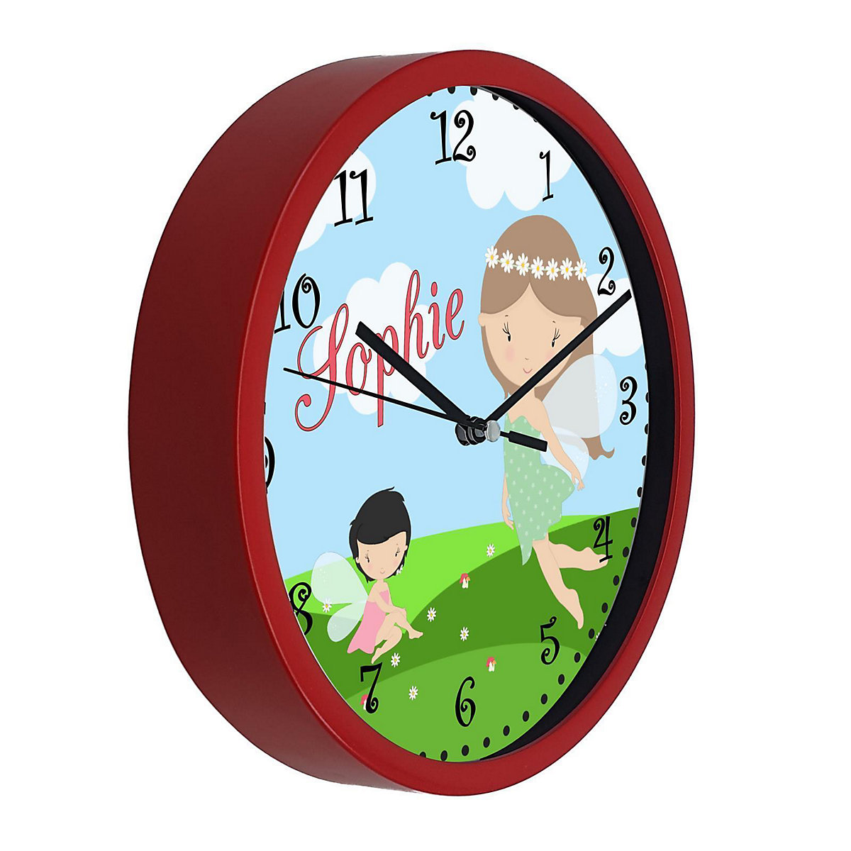 Kinder Wanduhr laufruhig personalisiert mit Name Fee