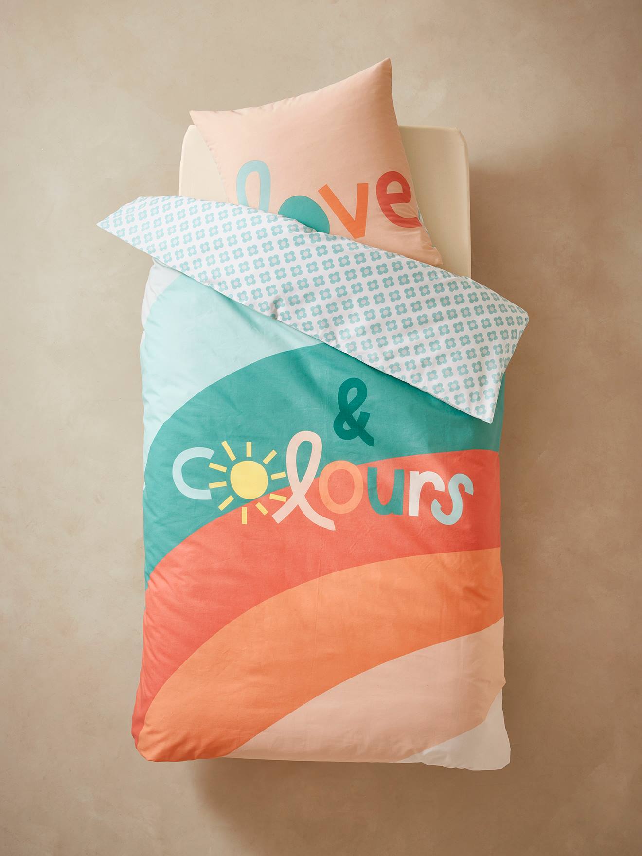 Vertbaudet Kinder Bettwäsche-Set LOVE & COLORS Oeko-Tex - mehrfarbig