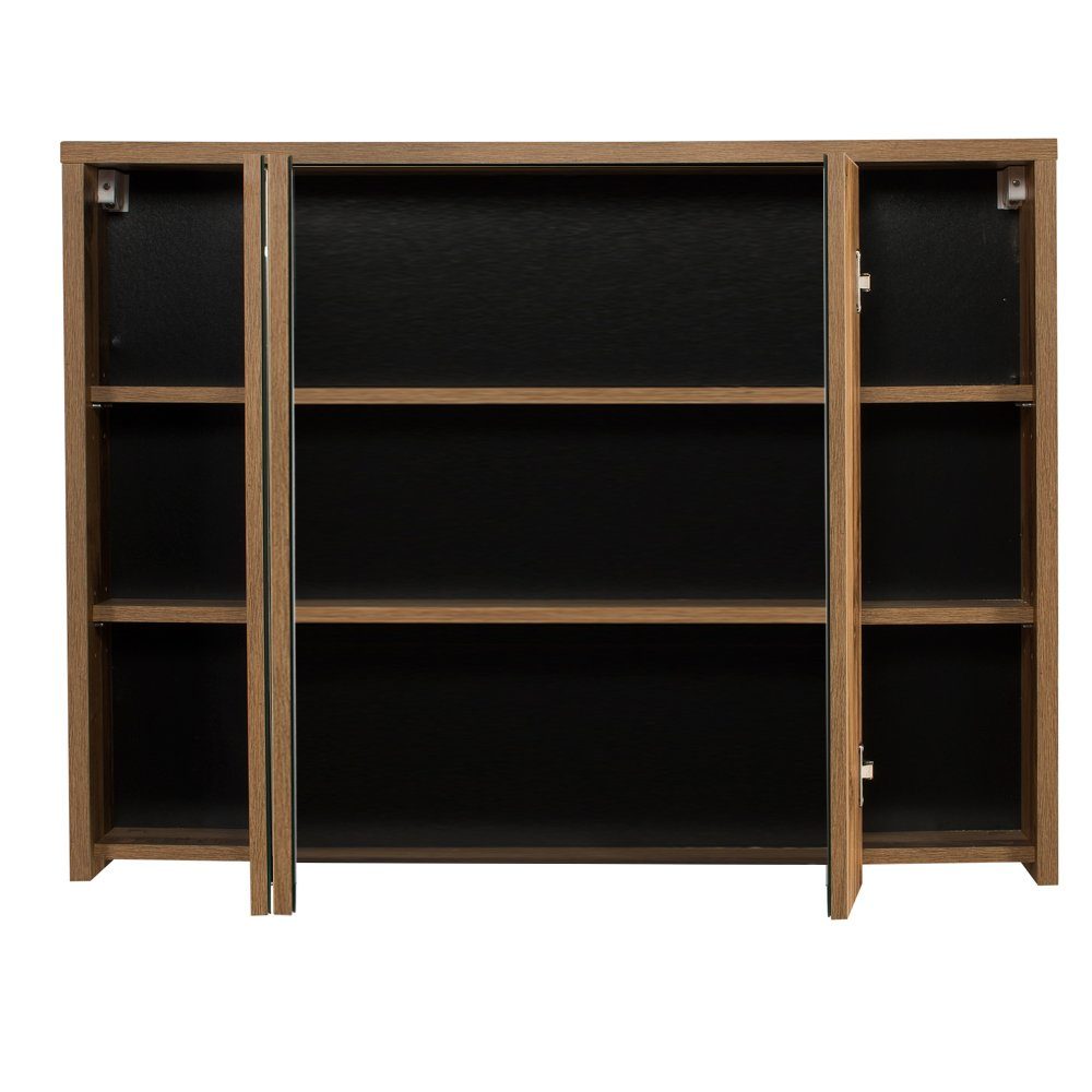 Lomadox Spiegelschrank HARLOW-56 Badezimmer- mit Beleuchtung 100 cm breit Eiche Dekor, 100/75-80/16